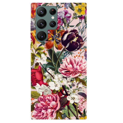 Husa Samsung Galaxy S22 Ultra, Silicon Premium, FLOWERS - PINK